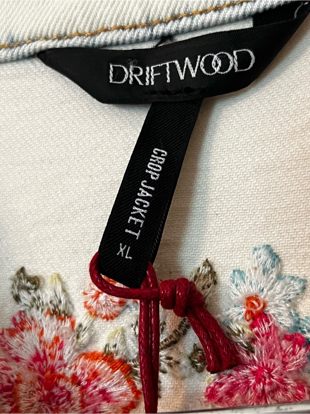 Driftwood Embroidered Floral Peace Sign Jean Jacket XL - Picture 5 of 7